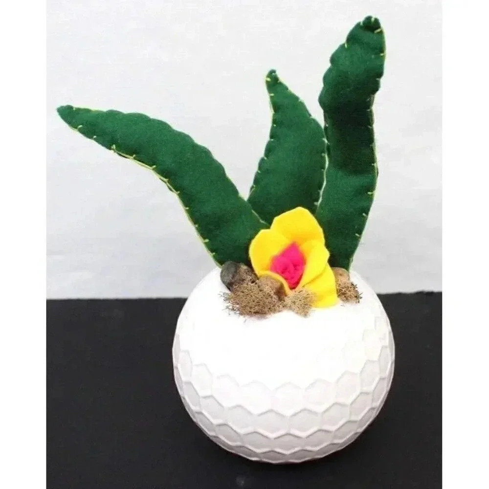 New Retro Contemporary Felt Fake Succulent Cactus Home Office Plant - Green